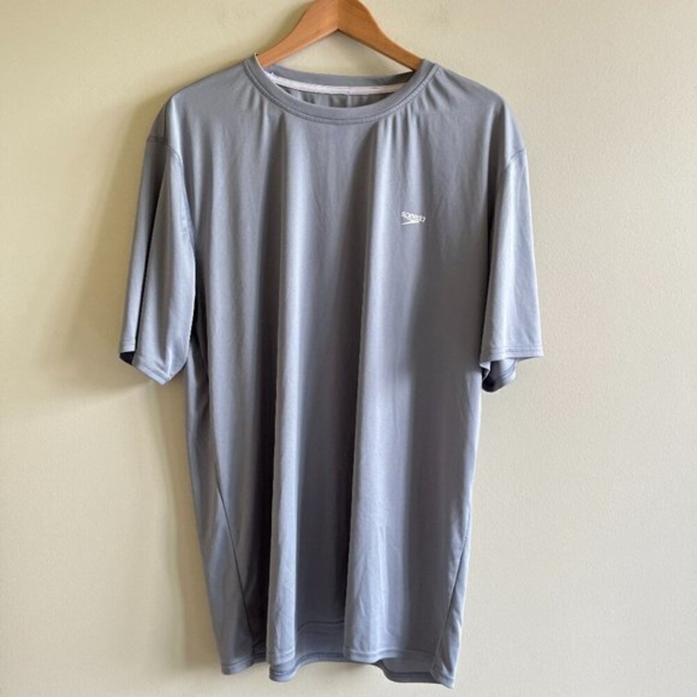 Speedo Gray Short Sleeve Tee‎ Shirt Top Mens Size XXL Athletic Yoga Running